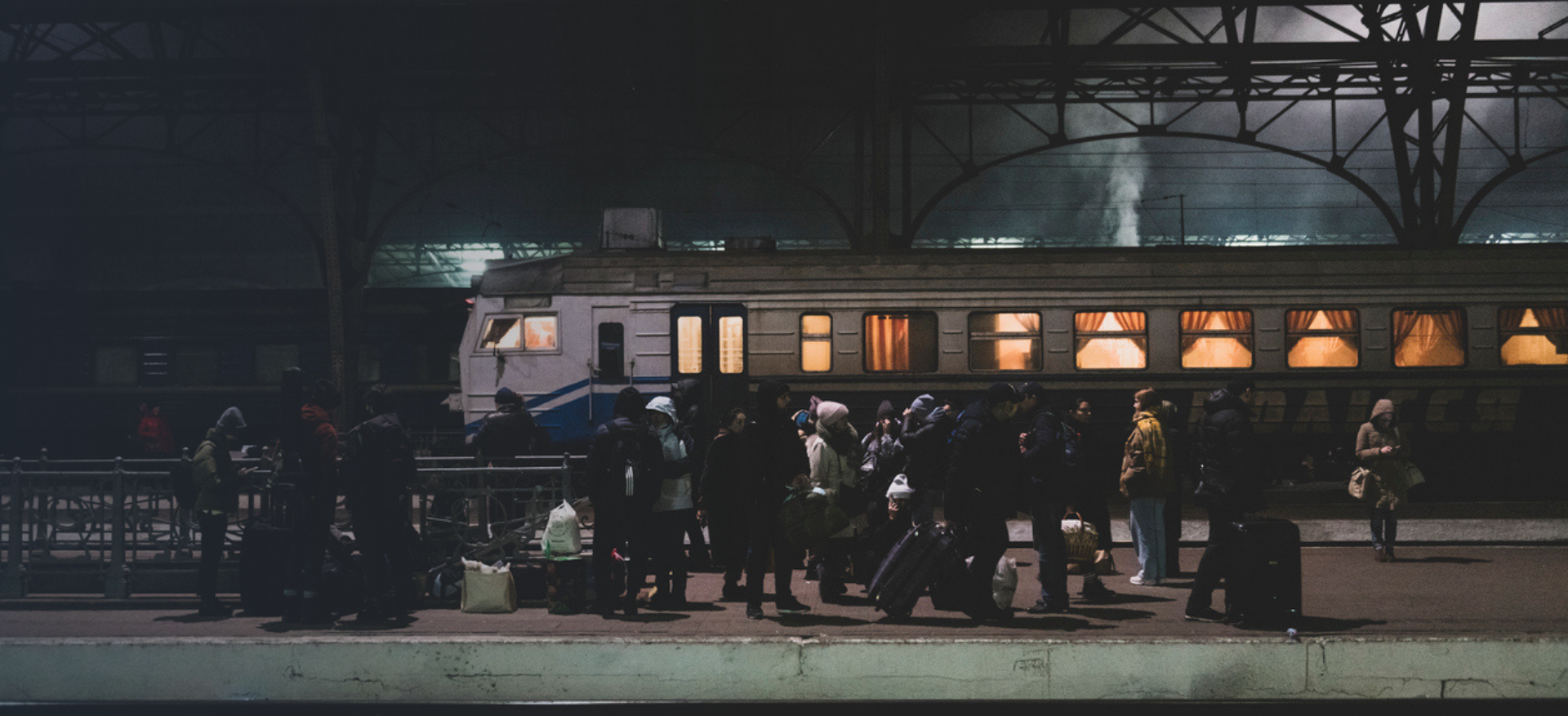 Ukrainian Refugees at train station