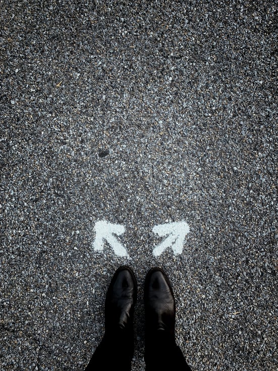 business feet two arrows choice stock image