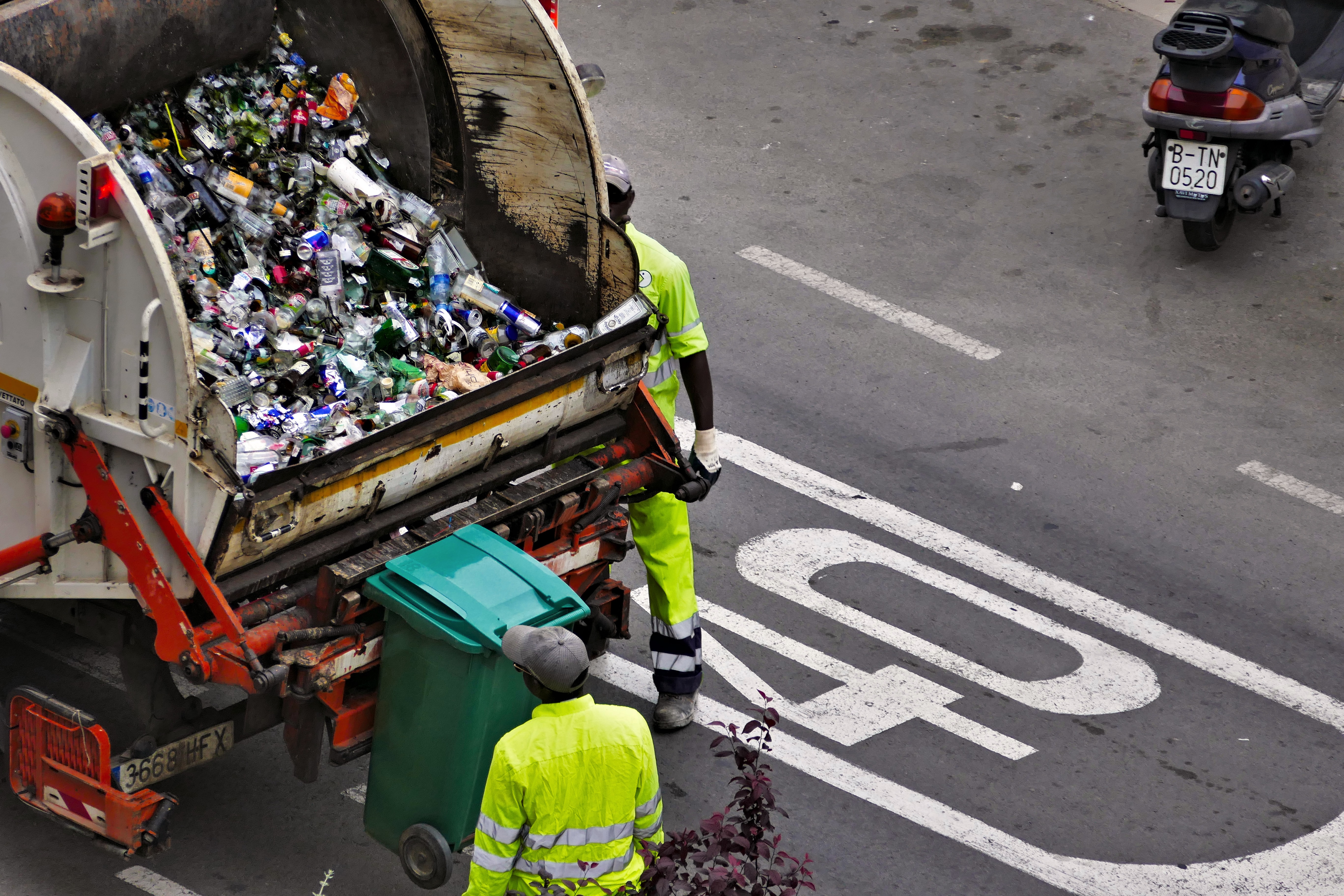 waste services garbage truck stock image