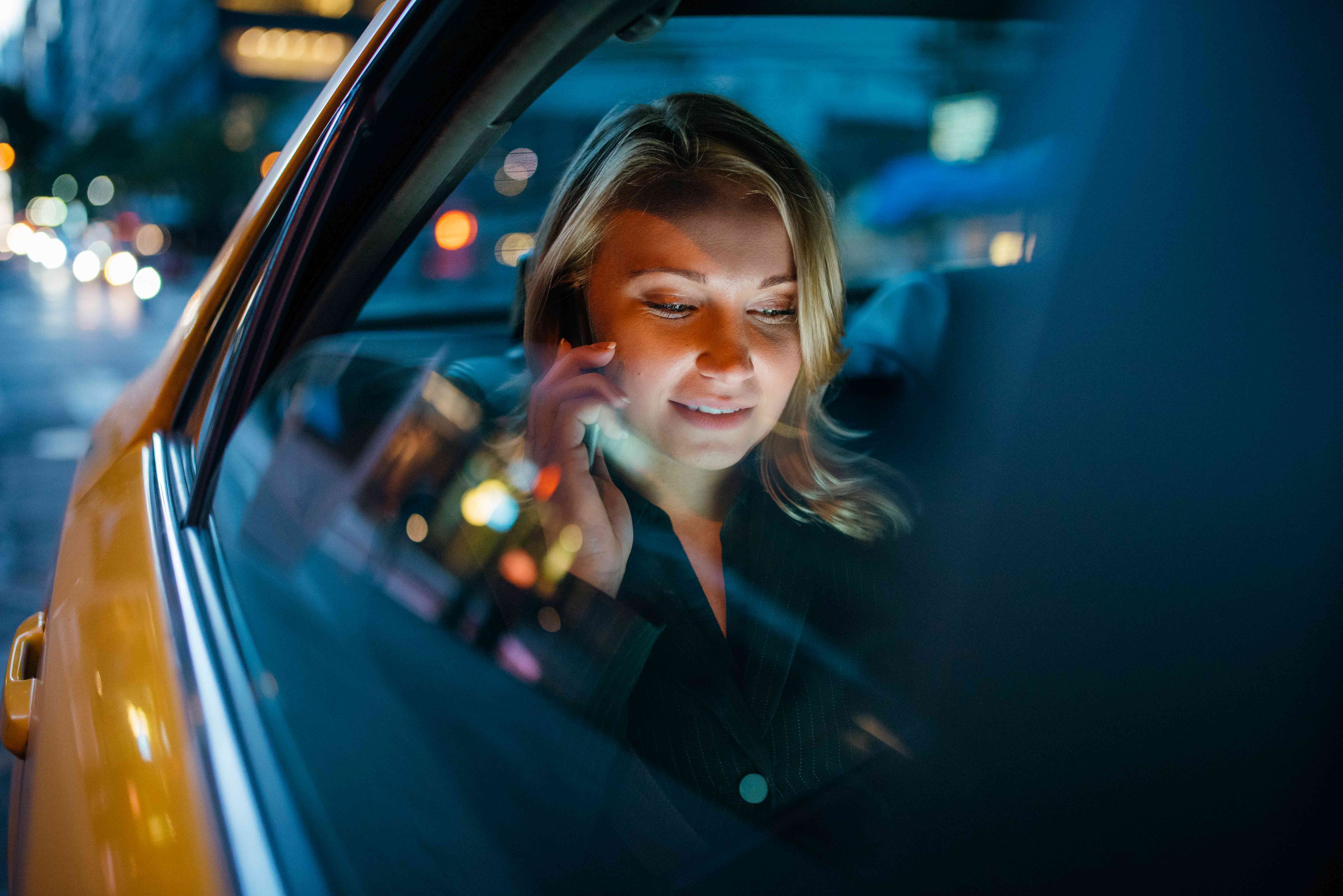 Woman in Taxi
