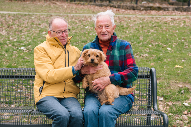 pensioners on bench outdoors