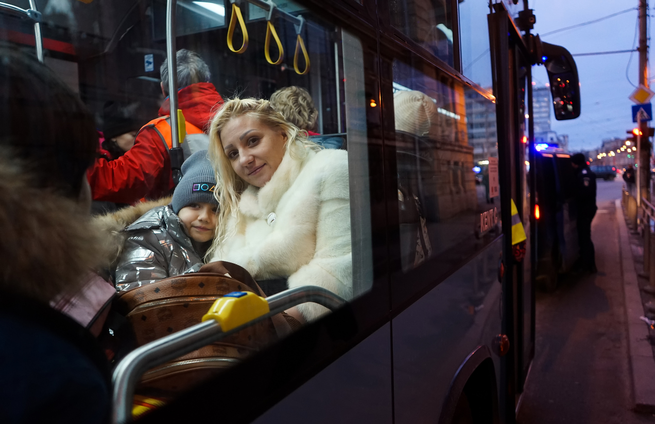 ukrainian mother and child on train